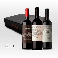 Malbec gift pack de tres vinos seleccionados malbec de bodegas Chakana en caja de regalo