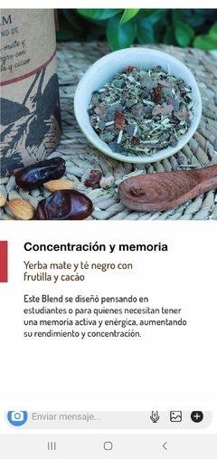 Yerba orgánica con hierbas medicinales "Concentración y memoria" 350 grs. - comprar online