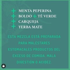 Yerba orgánica con hierbas medicinales "panza liviana" de Sano Mate en yerbera - comprar online