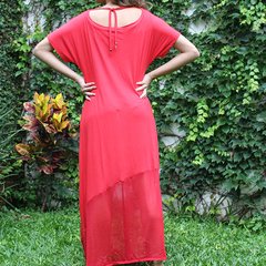 Vestido Longo Soltinho Malha Tule Vermelho - comprar online
