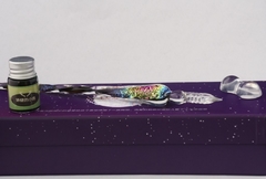 Tintero vidrio y pluma de cristal - tienda online