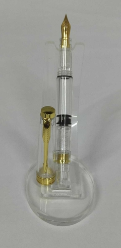 Estilografo transparente con dorado recargable