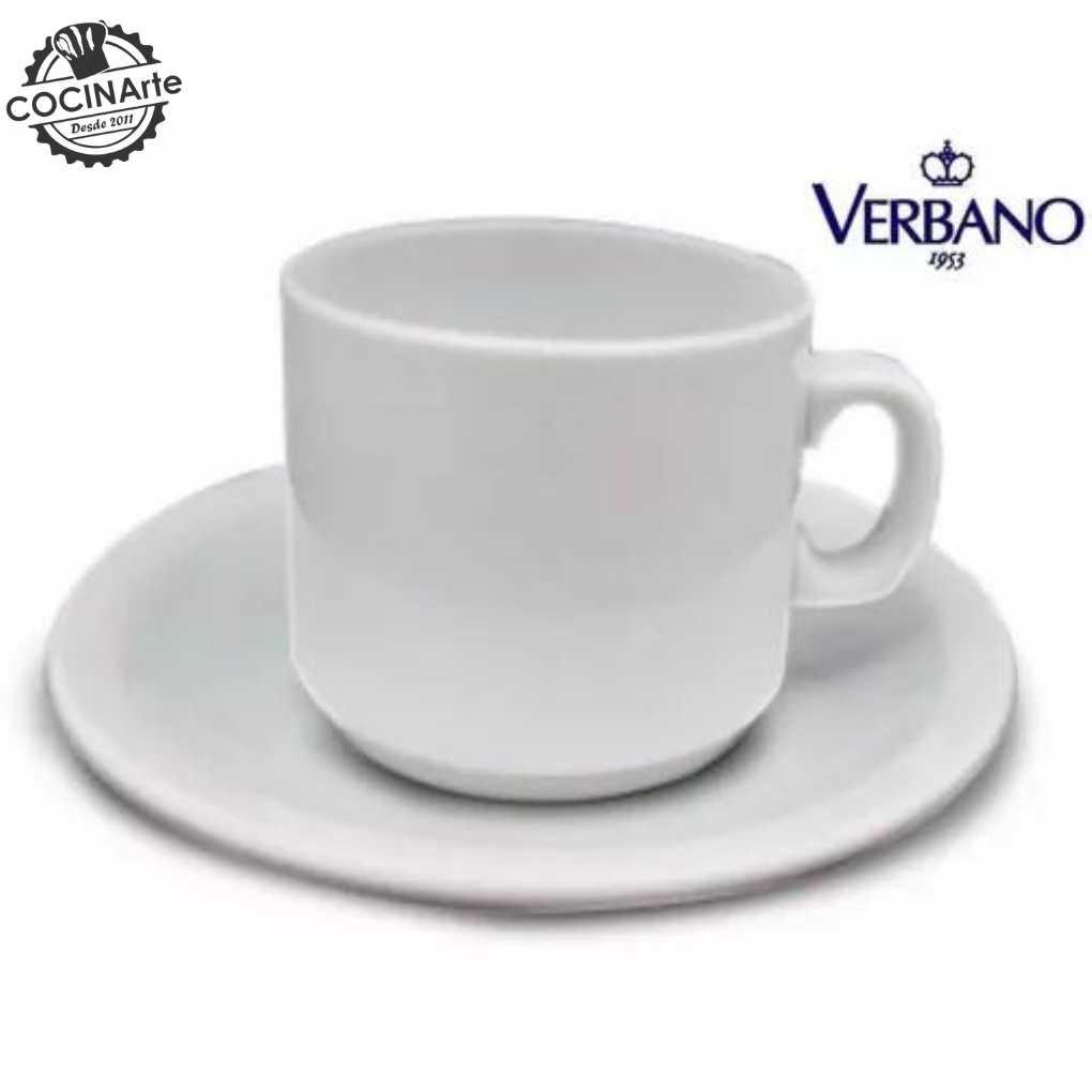 Lote De 6 Tazas Con Plato De Porcelana Blanca - Capacidad 200 Ml, Medidas 8.3x7 Cm, Ideal Para Té O Café