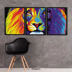 Leão colorido trio