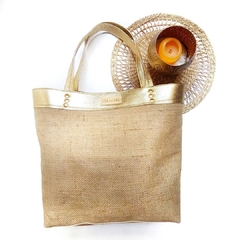 Cartera Natural Oku (cuero dorado y yute) en internet