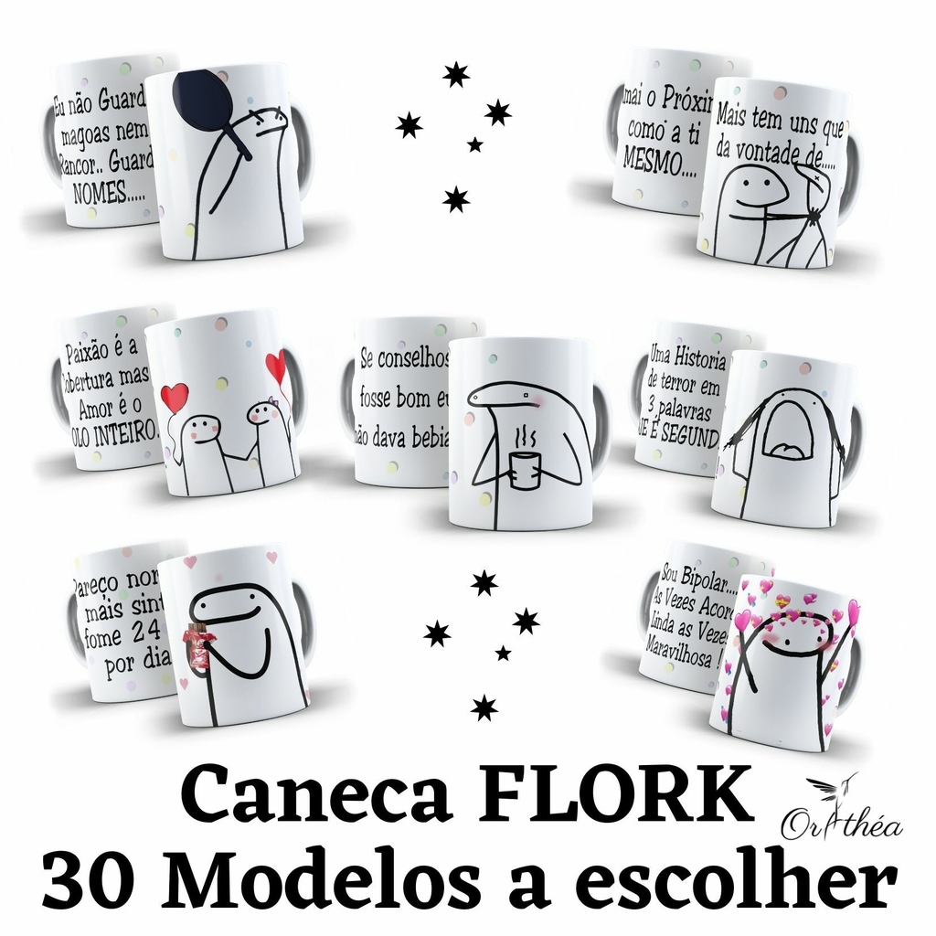 Caneca Estilo Flork Debochado 30 modelos em cerâmica 325ml cerâmica Caneca Estilo Flork Debochado 30 modelos em cerâmica 325ml cerâmica