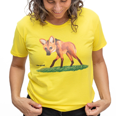 Camiseta Feminina Lobo-guará - Amarela - 100% algodão