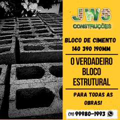 BLOCO ESTRUTURAL VAZADO 2 FUROS CONCRETO 140 390 190MM