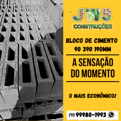 BLOCO ESTRUTURAL VAZADO 2 FUROS CONCRETO 90 390 190MM