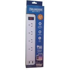 ZAPATILLA PROLONGADOR TRV 5 TOMAS + 2 USB - comprar online