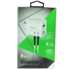 CARGADOR CELULAR FOXBOX + CABLE TIPO C A LIGHTNING