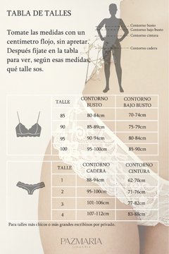 Tabla de talles lencería