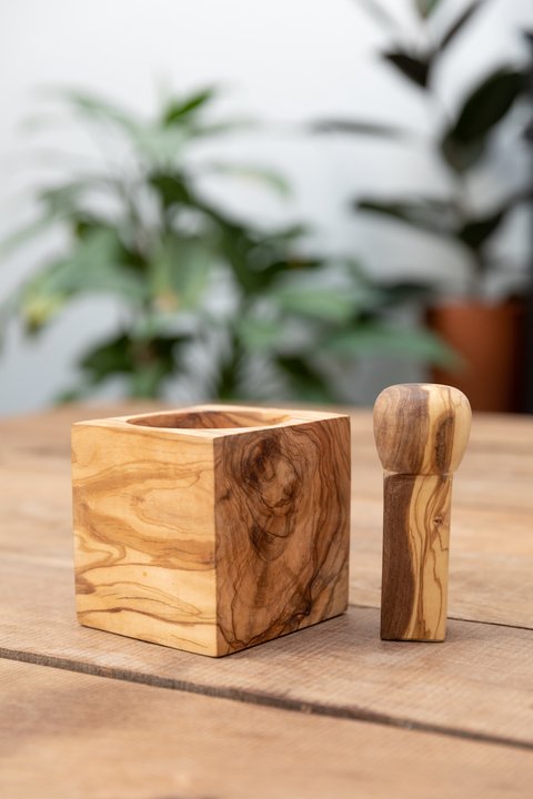 Mortero de Madera de Olivo
