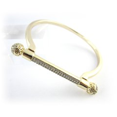 Bracelete Pulseira Rígida Dourada Zircônia. - comprar online