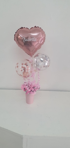 Centro de mesa corazones y burbujas