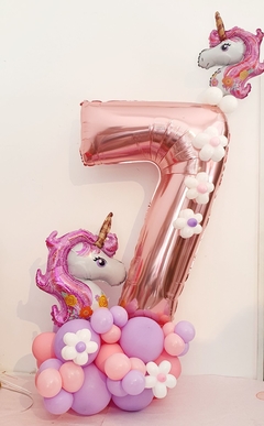 Balloon bouquet numero unicornio
