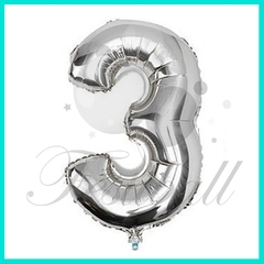 1 Globo forma de numero 100 cm color Plata INFLADO CON HELIO - Festiball - Tienda de globos