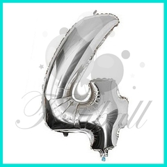 1 Globo forma de numero 100 cm color Plata INFLADO CON HELIO - tienda online