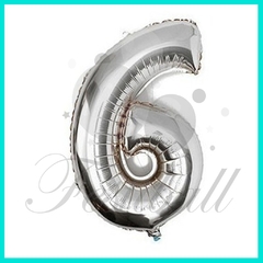 1 Globo forma de numero 100 cm color Plata INFLADO CON AIRE.