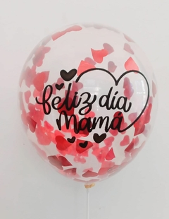 25 Globos impresos Feliz día Mamá con confetti