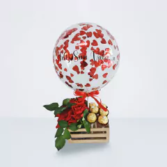 Bubble tamaño M con rosas y Ferreros