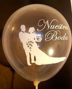 10 globos Cristal Nuestra Boda impresos en internet