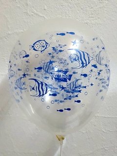 10 globos cristal con impresion de Peces