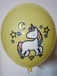 1 Globos impresos a color Unicornio