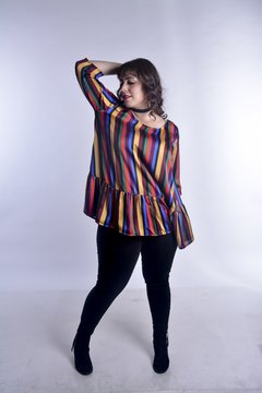 Blusa Rita rayada con volado - comprar online