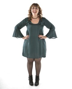 Vestido petróleo con manga acampanada Patrice