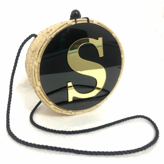 Bolsa de palha com iniciais Clearance