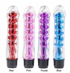 Vibrador estimulador,  silicona suave de textura, 17x 3.5 cm, resistente al agua. velocidad regulable.