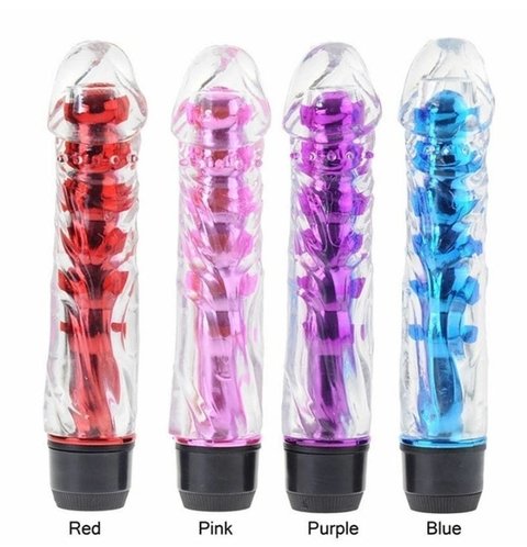 Vibrador estimulador,  silicona suave de textura, 17x 3.5 cm, resistente al agua. velocidad regulable.