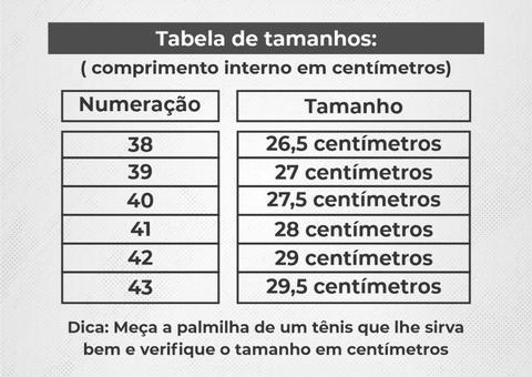 tabela de tamanho air force 1