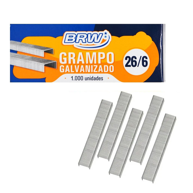 Caixa de Grampos Galvanizados 26/6 1000 Unidades, BRW
