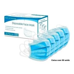 Mascara Descartável Tripla Azul c/50