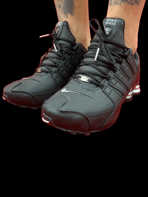 nike shox prata com preto