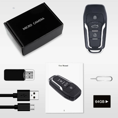 Imagen de Cámara espía oculta Llave del auto + Memoria Micro SD 64GB - Alta duración de batería 1080P graba audio y video