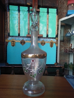 Botellón de cristal veneciano botella licorera - Un Viejo Almacén Antigüedades