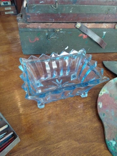 Jabonera Vidrio Prensado Azul