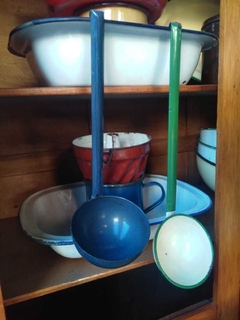 Cucharón de chapa enlozada (azul)
