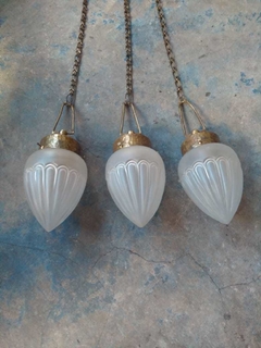 Lámpara colgante con plafon y cadena. Piezas originales y antiguas - Un Viejo Almacén Antigüedades