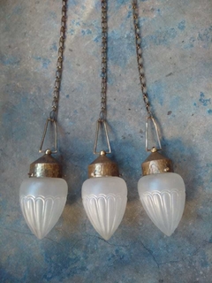 Lámpara colgante con plafon y cadena. Piezas originales y antiguas - tienda online