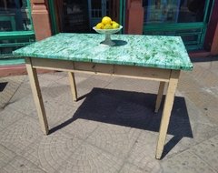 Mesa de Campo con tapa en Madera y Chapa Enlozada Antigua - comprar online
