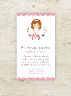 Estampita Niña Rosa