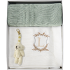 Kit 02 Mantas para Bebê em Tricot - Manta para bebê com inicial do nome bordado personalizado - Manta Off White e verde oliva