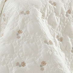 Cobre leito SUPER KING palha com bordado floral em percal 400 no fio egípcio - 3 peças na internet