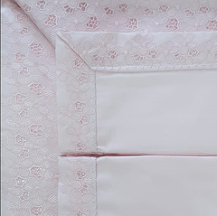 Jogo de lençol queen com bordado richelieu floral no percal 400 fios 100% algodão - rosa com bordado rosa - loja online