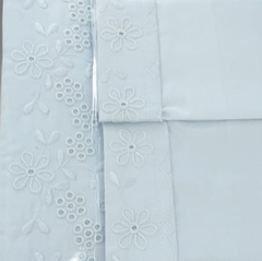 Jogo de lençol queen com bordado Richelieu floral no percal 400 fios 100% algodão - Branco com bordado branco na internet
