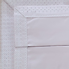 Imagem do Jogo de lençol queen com bordado clássico no percal 400 fios 100% algodão - rosa com bordado rosa